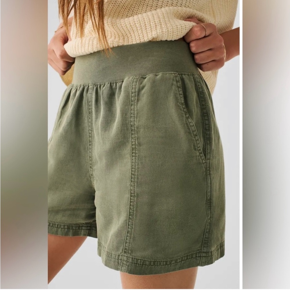 Faherty Arlie short women’s linen tencel blend casual green size XS NWT